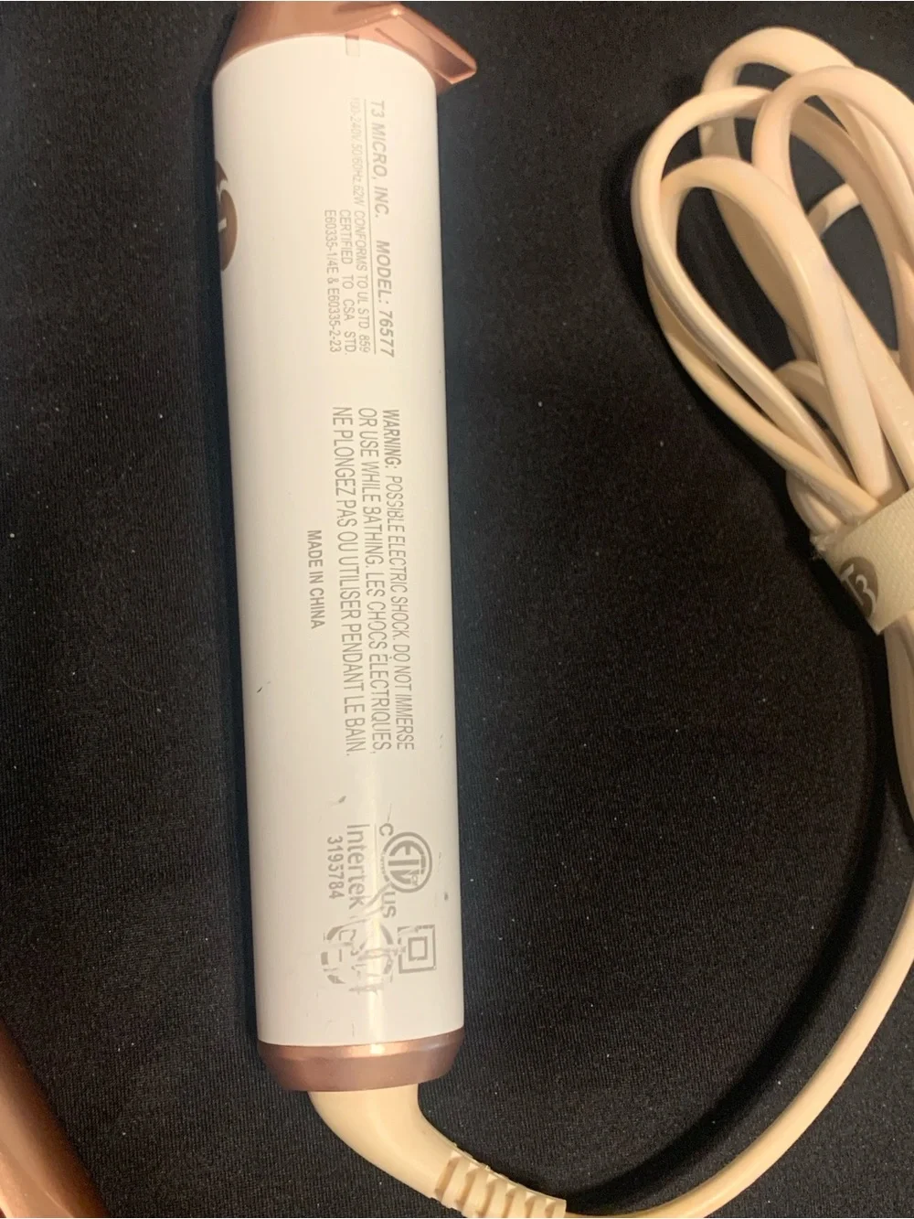 T3 Whirl White Rose Gold Interchangeable Curling Iron Barrel Hair Styling Tool